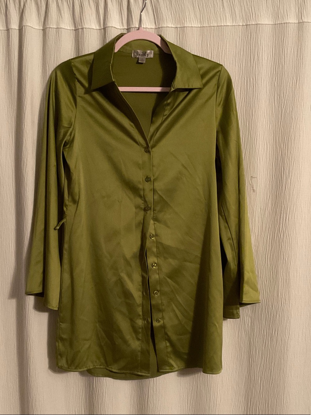 Justify Olive Green Button-Front Blouse
